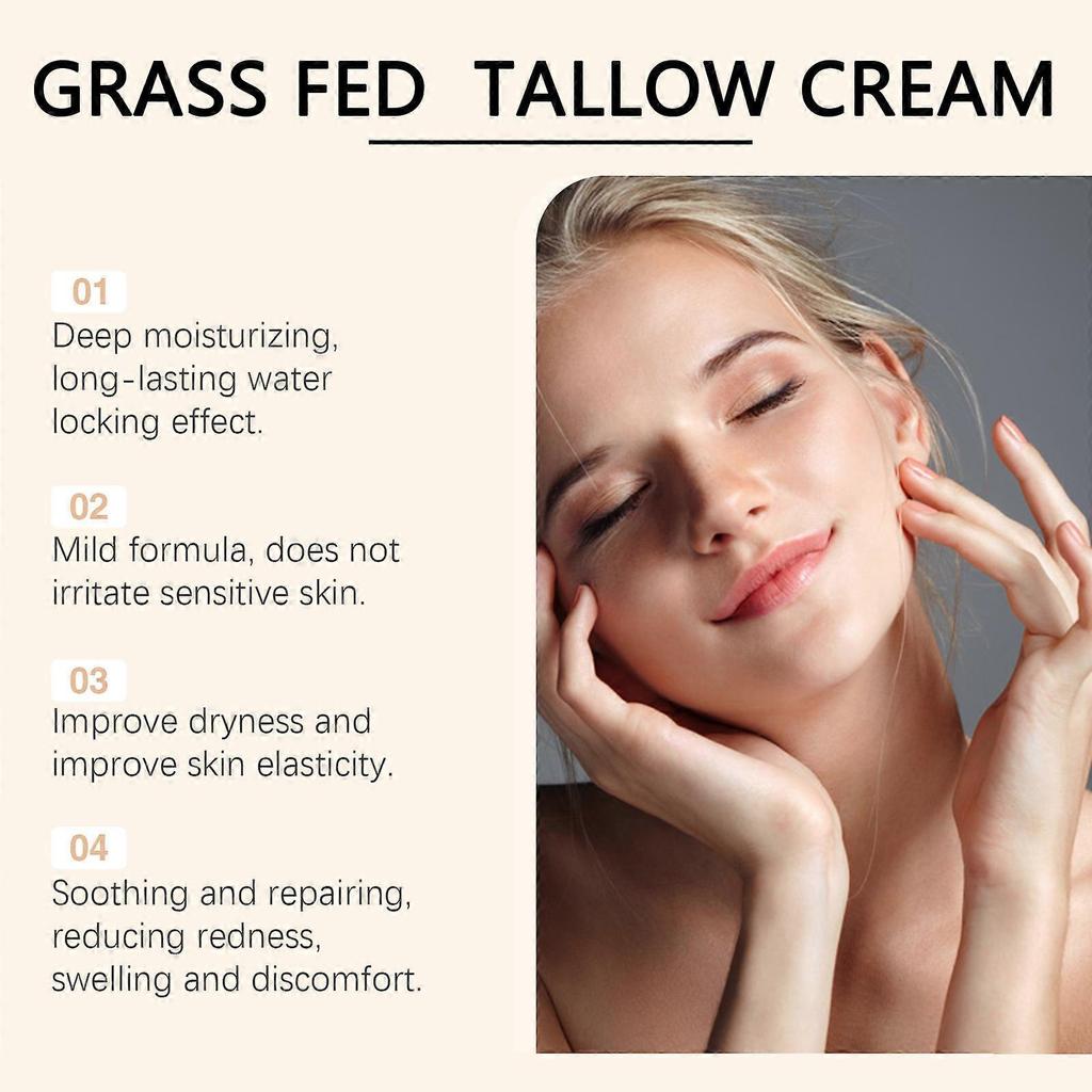 Beef Tallow for Skin, Grass Fed Beef Tallow for Face, Organic Beef Tallow Balm Face Moisturizer, Natural Beef Tallow Body Lotion for Skin Care