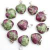 16MM Heart-Shaped Natural Stone Pendant: Amethyst Rose Quartz Green Aventurine Tiger Eye