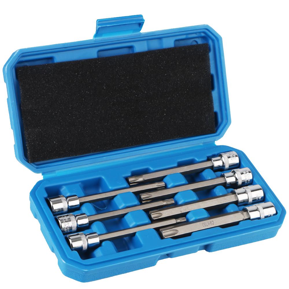 Biltillbehör Krom-Vanadinstål Drivning Extra Lång T25, T30, T40, T45, T50, T55, T60 Storlek Torx Stjärnbit Hylsnyckelsats 7 st 3/8 tum