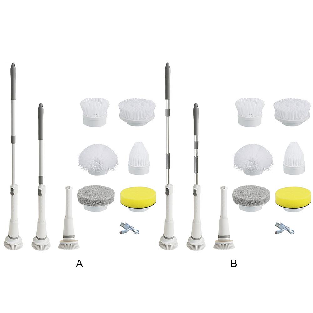 Electric Cleaner Brush 2 Rotating Speeds Electric Shower Scrubber 6 Replaceable Cleaning Heads Home Essentials Cleaning Supplies