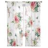 Rideau de fenêtre en Tulle à motif de Rose et d'abeille, Voile transparent pour salon et chambre à coucher, traitements de cuisine