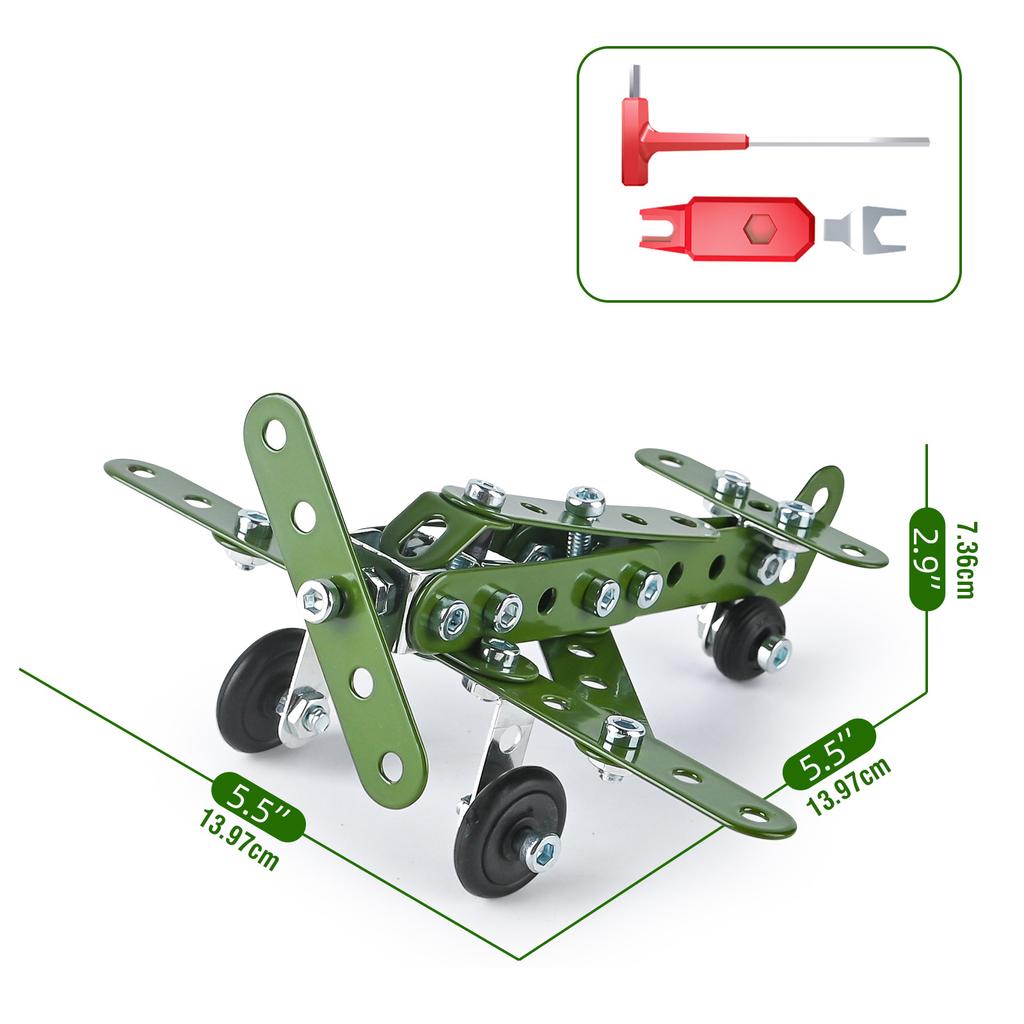 4in1 Metal Aircraft Building Blocks Model Car Truck Tank Set Screws Block DIY Assembly Toy 3D Metal Engineering Vehicle Kit Gift