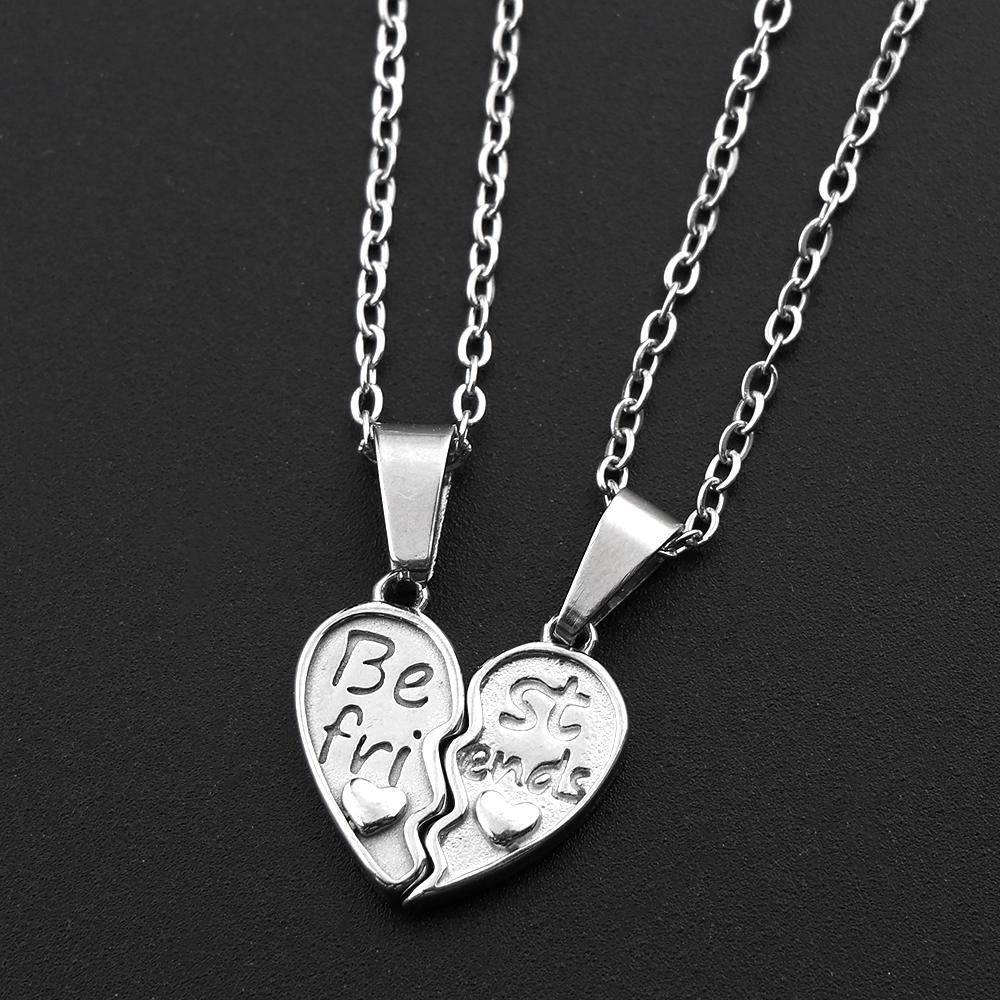 Best Friends Bff Broken Heart Matching Necklace Set Stainless Steel Love Friendship Girls Chain Jewelry Gifts For Besties