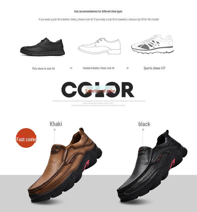 Scarpe Casual da Uomo in Vera Pelle - Suola Morbida, Business Casual, Stile Papà di Mezza Età, Design Slip-On