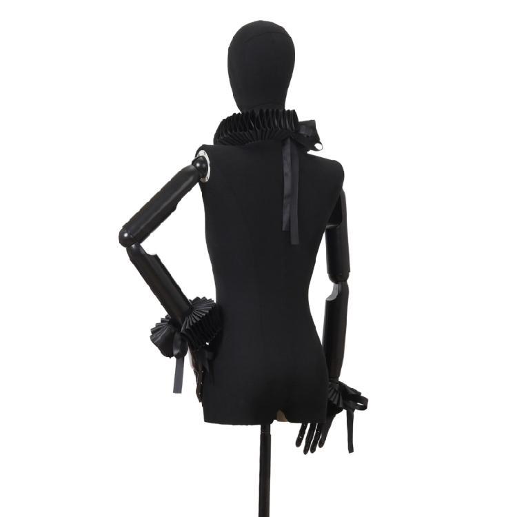 Renaissances Webbing Ruffled Choker Necklace Clown False Collar and Cuffs Set for Theatrical Props and Cosplay Costume