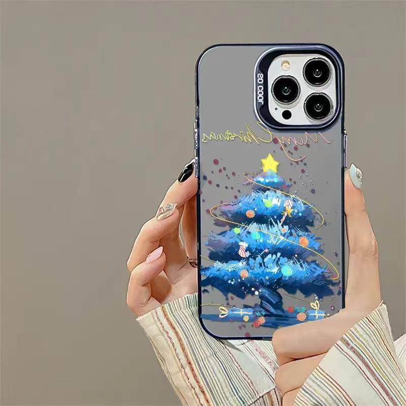 New Christmas Tree New Year Gift Phone Case For iPhone 15 14 11 12 13 Pro Max X XS XR 8 7 14 Plus Lens Protection Plating Cover