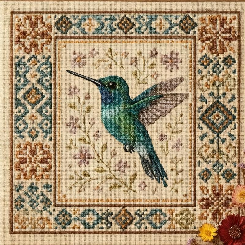 Bird Embroidery Craft Set For Adults Kids Detailed Pattern Guide Cloth Materials Art Project