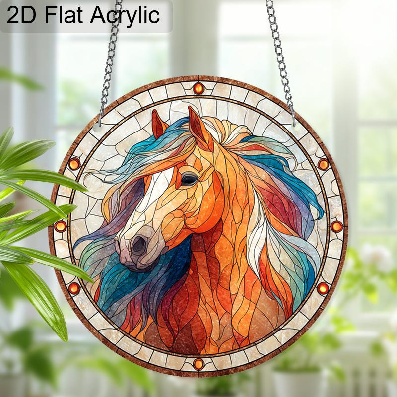 Acryl Bunter Pferd Suncatcher Buntglas-Effekt Fensterhänge-Ornament Reitsport-Liebhaber Geschenke