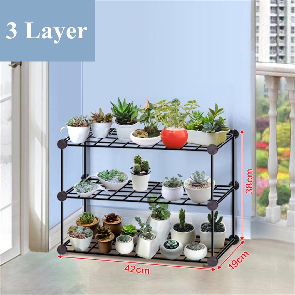 3/4/5-ярусная кованая многоярусная подставка для растений, полка для суккулентов, стеллаж, балконная простая садовая полка для цветочных горшков 3 layer