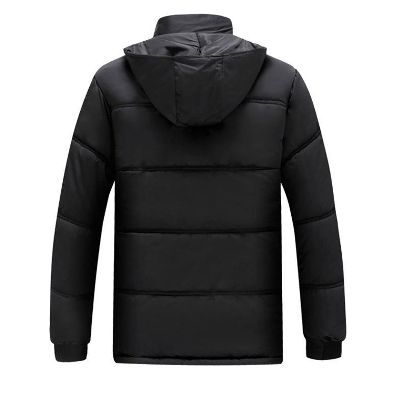 Men's Fashionable Thickened Cotton Jacket Winter Coat Hooded Zipper Closure Casual Wearable for Middle-aged and Elderly