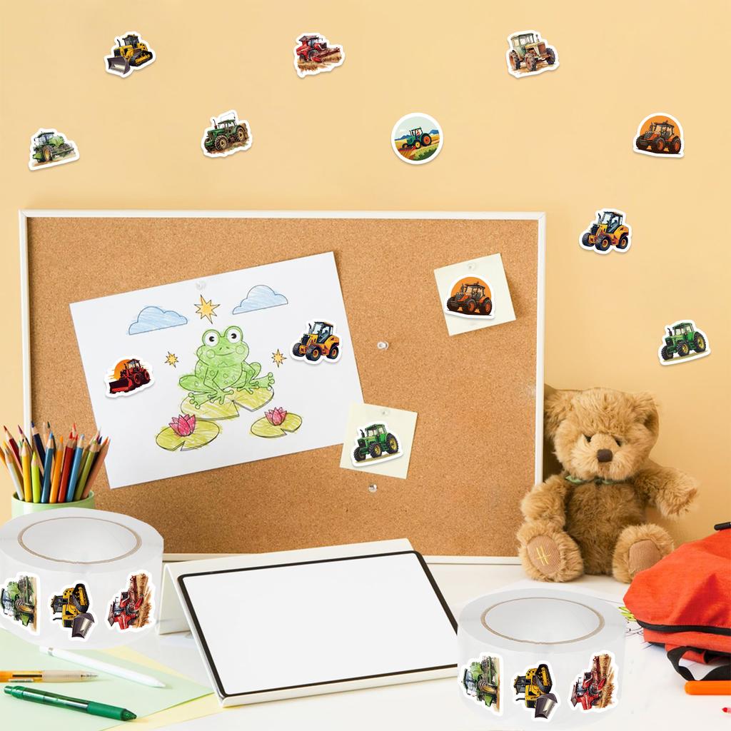 500pcs/roll Tractor Stickers School Teacher Reward Sticker Sealing Sticker for Party Decor Label Scrapbooking