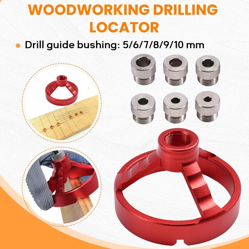 A96I-90 Degree Drill Guide 5/6/7/8/9/10Mm Drill Bit Hole Puncher Locator Jig Hinged Hole Opener Woodworking Tools