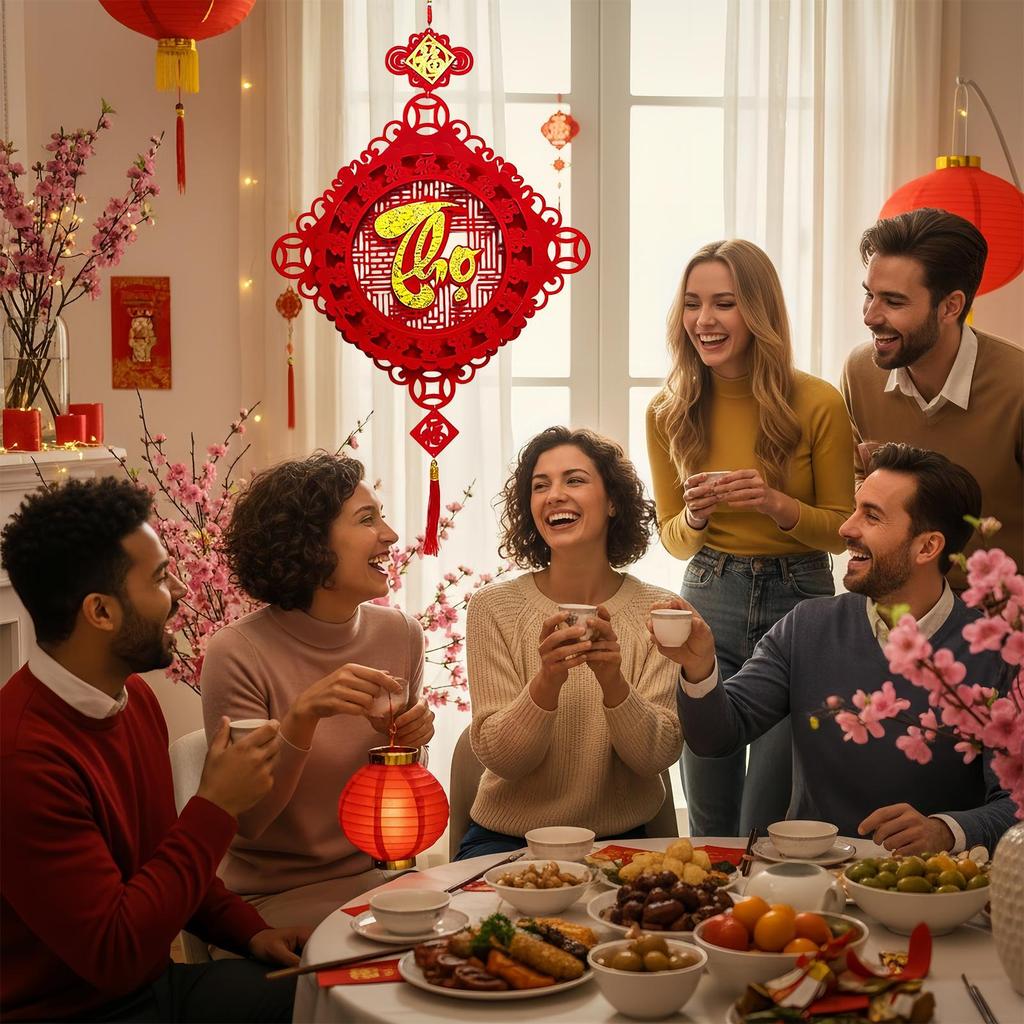 2026 Lunar New Year Decorations Non-woven Fleece Felt Vietnamese Spring Festival New Year Good Luck Pendant for Home Office Car
