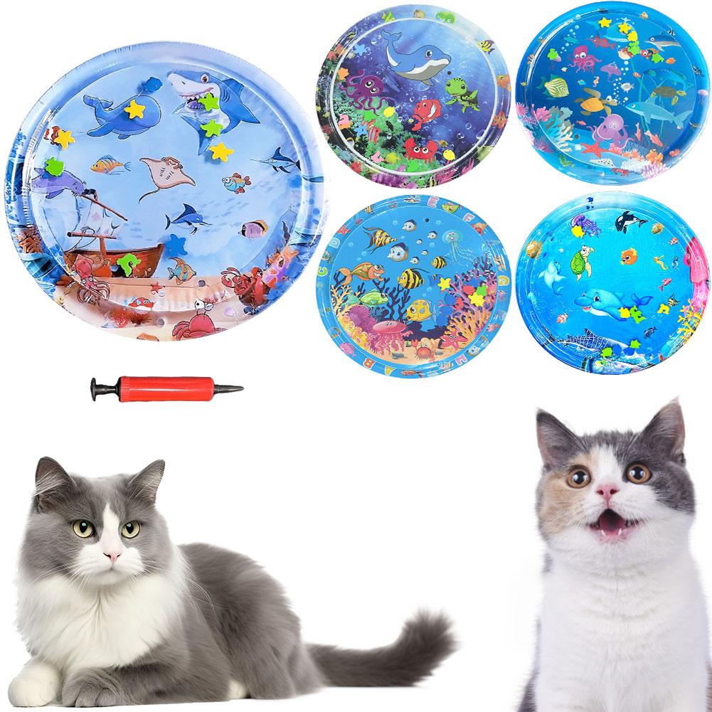 Water Sensor Play Mat Inflatable Water Sensory Play Mat Summer Cooling Pet Water Bed Cushion for Bored Indoor Cats