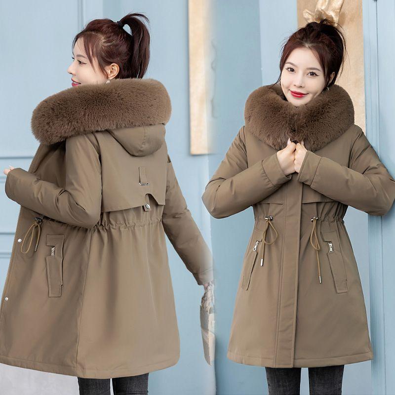 Novinka – dámský zesílený kabát parka, dlouhá zimní bunda s kapucí a bavlněnou výplní