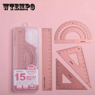 Kovová sada psacích potřeb pro studenty Straightedge Čtyřdílná sada Straightedge Triangle Protractor