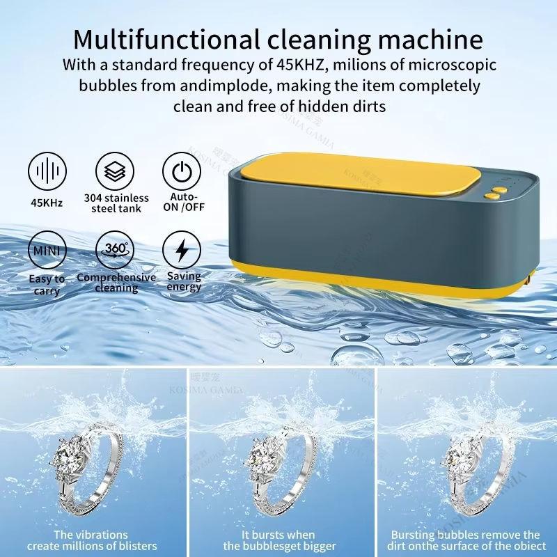 Portable Ultrasonic Cleaning Machine USB Powered High Frequency Vibration Multi-Purpose Wash For Jewelry Glasses Braces Dentures