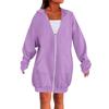 Women's Solid Color Zippered Sweatshirt Top Daily Casual Raglan Long Jacket (Without Hood Drawstring)