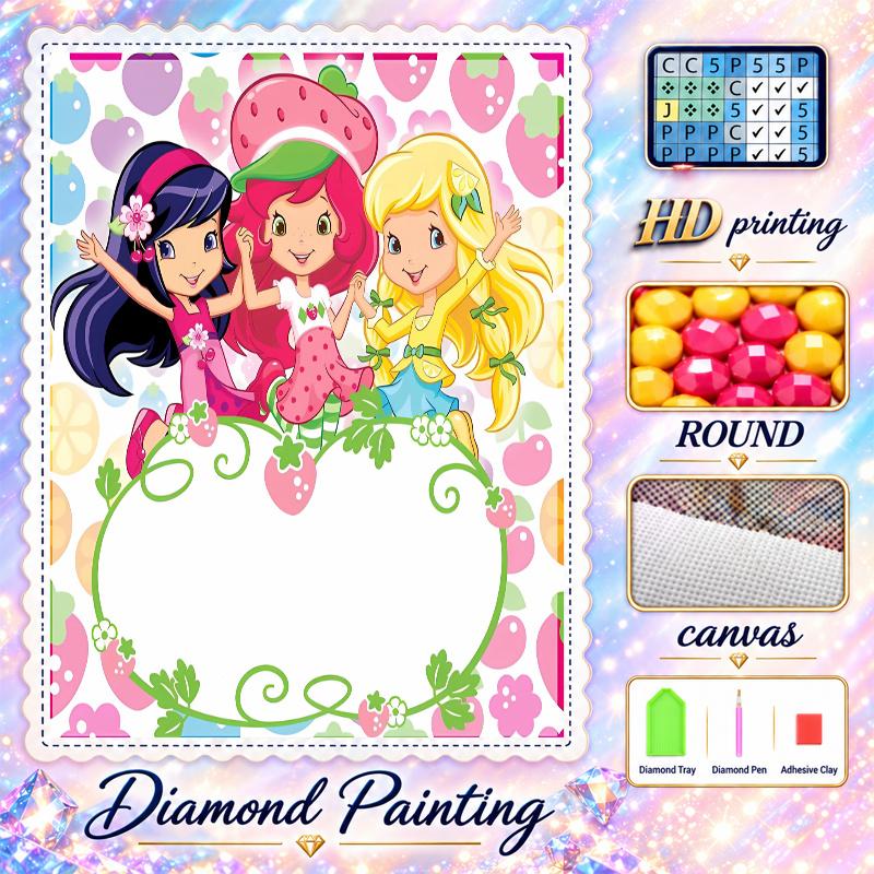 Strawberry Shortcake Diamond Painting Kit 5D Full Drill DIY Diamond Mosaic Wall Art Home Decor