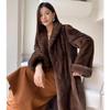 Women's Mink Fur Coat, Velvet Retro Style Lapel, Long Style Mink Fur Coat, Winter Casual Warm Windbreaker