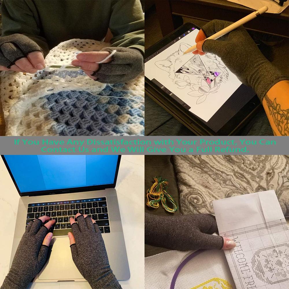 1Pair Arthritis Gloves for Women Men Fingerless Compression Hand Gloves Carpal Tunnel Rheumatiod Tendonitis Relief