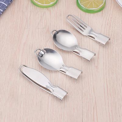 1PC Outdoor Camping Portable Folding Knife Fork Spoon Cookware Stainless Steel Folding Cutlery