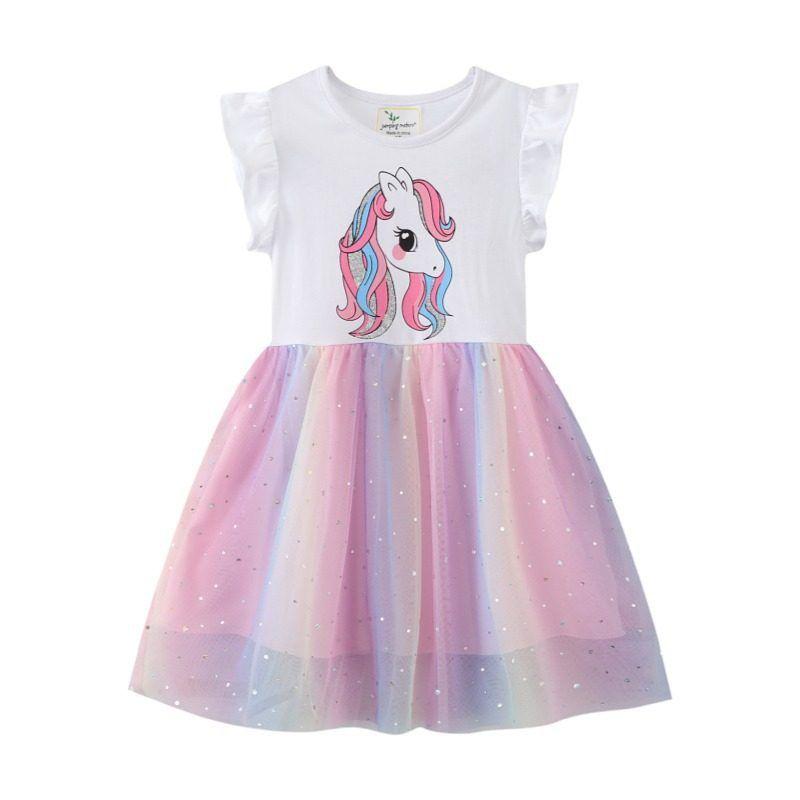 In Stock Summer Cartoon Cotton Short Sleeve Princess Dress Children's Clothing
