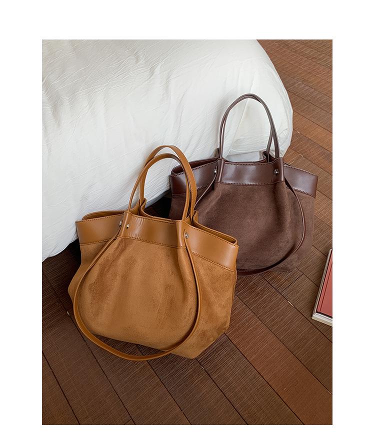 Korean Retro Canvas Patchwork Tote - Large Capacity, Autumn 2025 Style