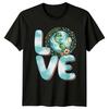 Love Earth Day Floral Globe Graphic T-Shirt -a