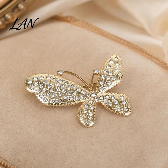 Elegant Butterfly Jewelry Rhinestone Brooch for Women, Shape Lapel Pin Non-fading Clip, Sweater Cardigan Coat Suit Scarf Accessories Long-lasting