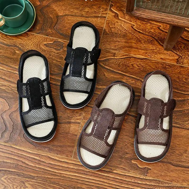Fashion Mesh Men's Sandal Flat Soft New Fashion Number 41 Clearance Sale on Offer Pvc Arrival Adult Open Toe Daily Use Buy Eva Male Shoe
