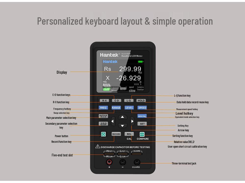 Hantek Handheld LCR Bridge 1832C/1833C High-Precision Resistance Meter