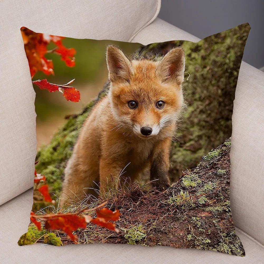 Cute Wild Fox Pillowcase Office Living Room Car Ornaments Home Pillowcase