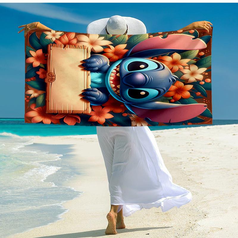 Ultra-Soft Beach Towel with Stitch Theme,Ideal for Pool - Camping, Diving - Perfect Travel Essential, Vibrant Beach Towel.