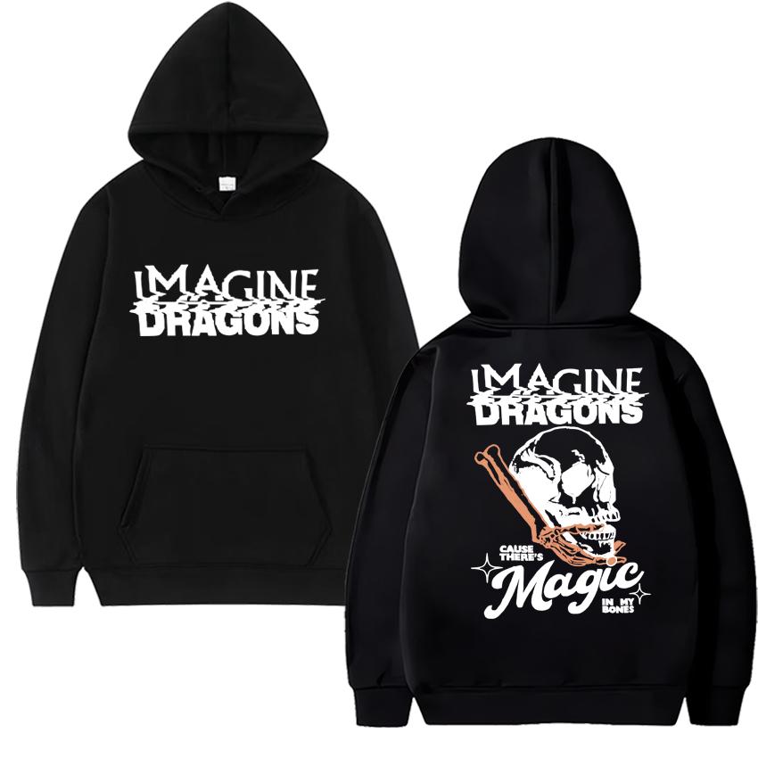 Imagine Dragons Magic in My Bones Skull Gothic printed Hoodies 2025 Men women punk streetwear Unisex Fleece Long sleeve pullover