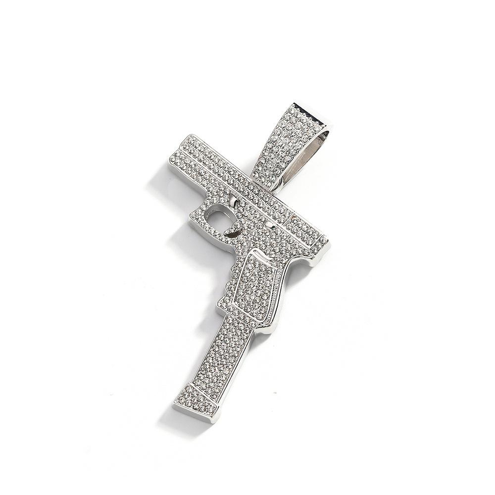 Alloy Necklace Hip Hop Pistol Necklace Creative Diamond Gun Trendy Men S Jewelry Necklace Gift