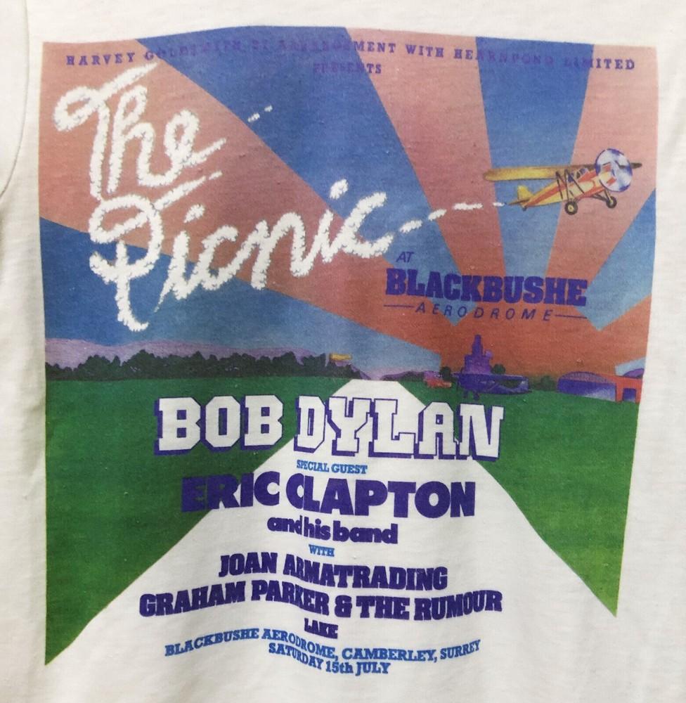 

BOB DYLAN THE PICNIC AT BLACKBUSHE TOUR Shirt Short Sleeve White S-5XL LI823 Unisex T-Shirt XXXXL