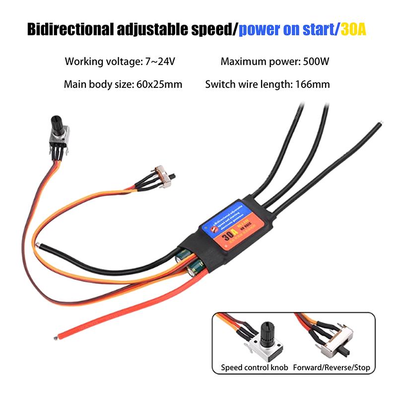 

Безщітковий мотор-драйвер 2-6S 30A 60A ESC Двонаправлений Автозапуск Безщітковий Електричний Регулятор Швидкості ESC для DIY A2