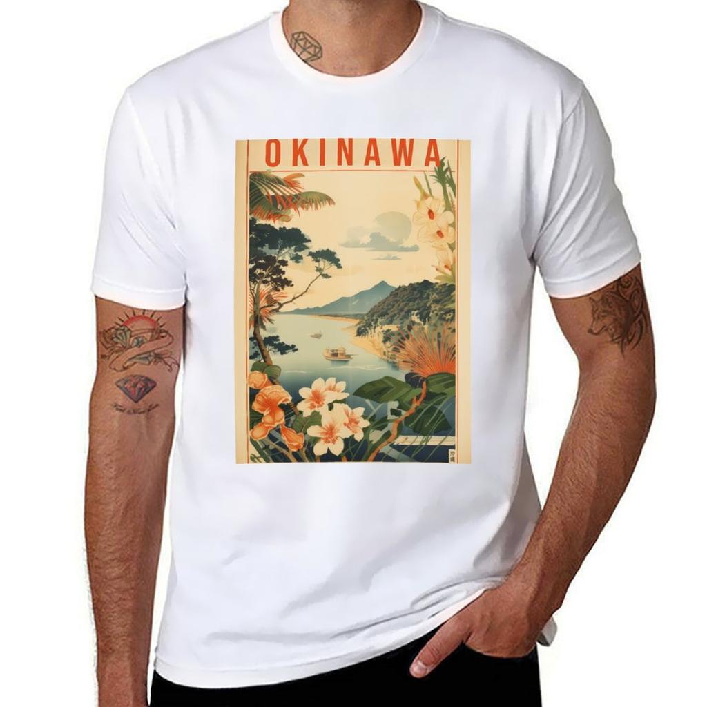 Retro Okinawa TShirt Trendy Print Short Sleeve TShirt