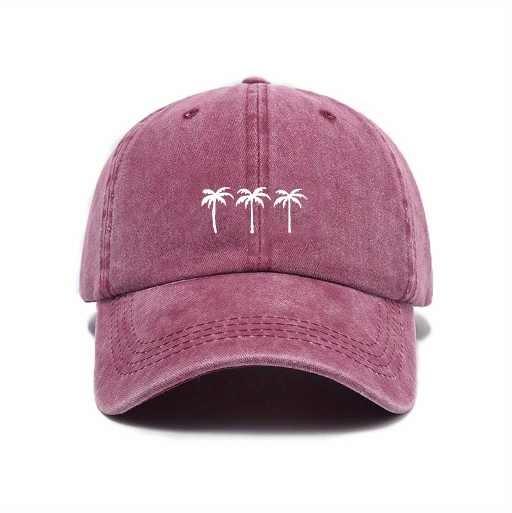 Three coconut tree printed baseball caps for men and women, casual outdoor travel, beach duckbill caps, simple accessories