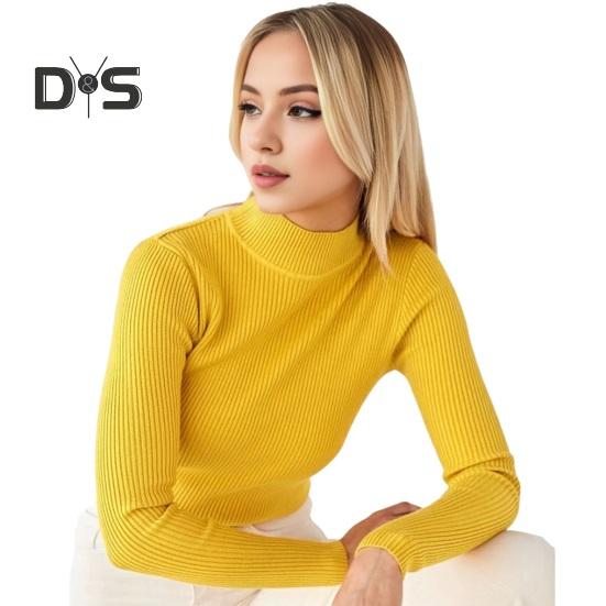 

Женская трикотажная рубашка с короткими рукавами и высоким воротником, однотонная, облегающая, с короткими рукавами, теплая трикотажная одежда в рубчик жёлтый