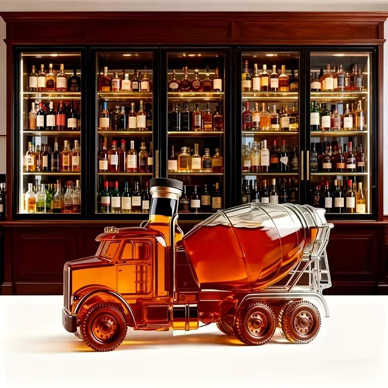 Creative red wine special-shaped sealed bubble whiskey vodka empty liquor bottle cement mixer truck whiskey bottle