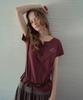 Aueonoseuteljia Henley Print Half T-Shirt_Wine(Ob6Tp11)