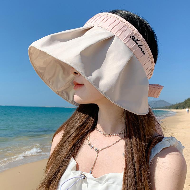 Summer hat women's high-end empty top shell hat seaside travel sun protection sun hat folding sun hat tide