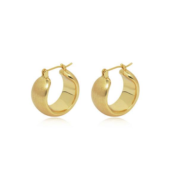 

925 Sterling Silver 18K Gold Brushed Round Hoop Earrings for Women Vintage Fine Jewelry Personality Accessories