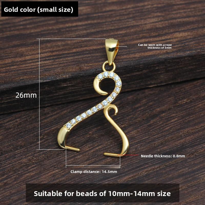 XD P2449 S925 silver horizontal hole clasp round bead pendant holder DIY bead holder silver pendant clasp silver clasp clip