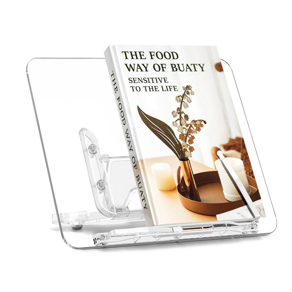 Portable Acrylic Book Stand Angle Adjustable Easy Use Reading Stand Foldable Design Lightweight Book Holder Reading Aid