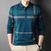Primavera e Autunno Nuova Polo Casual a Maniche Lunghe con Risvolto da Uomo T-Shirt da Uomo in Cotone Lavato con Taschino Vero