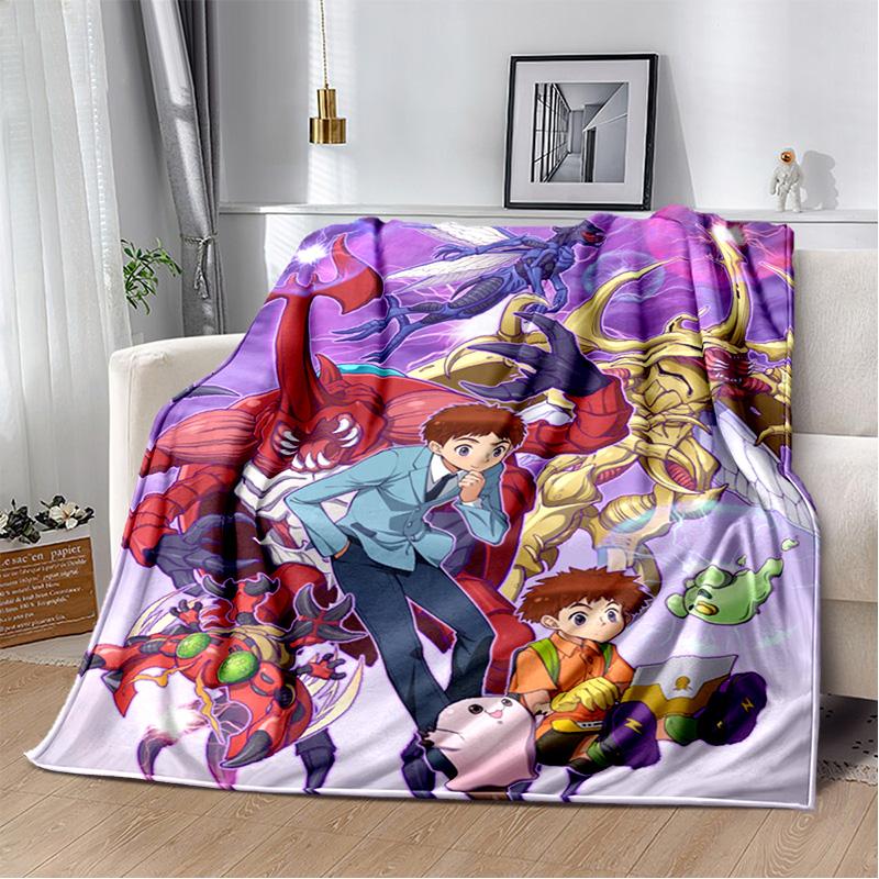 Cartoon Digimon Adventure Monster Soft Plush Blanket,Flannel Blanket Throw Blanket for Living Room Bedroom Bed Sofa Cover Child