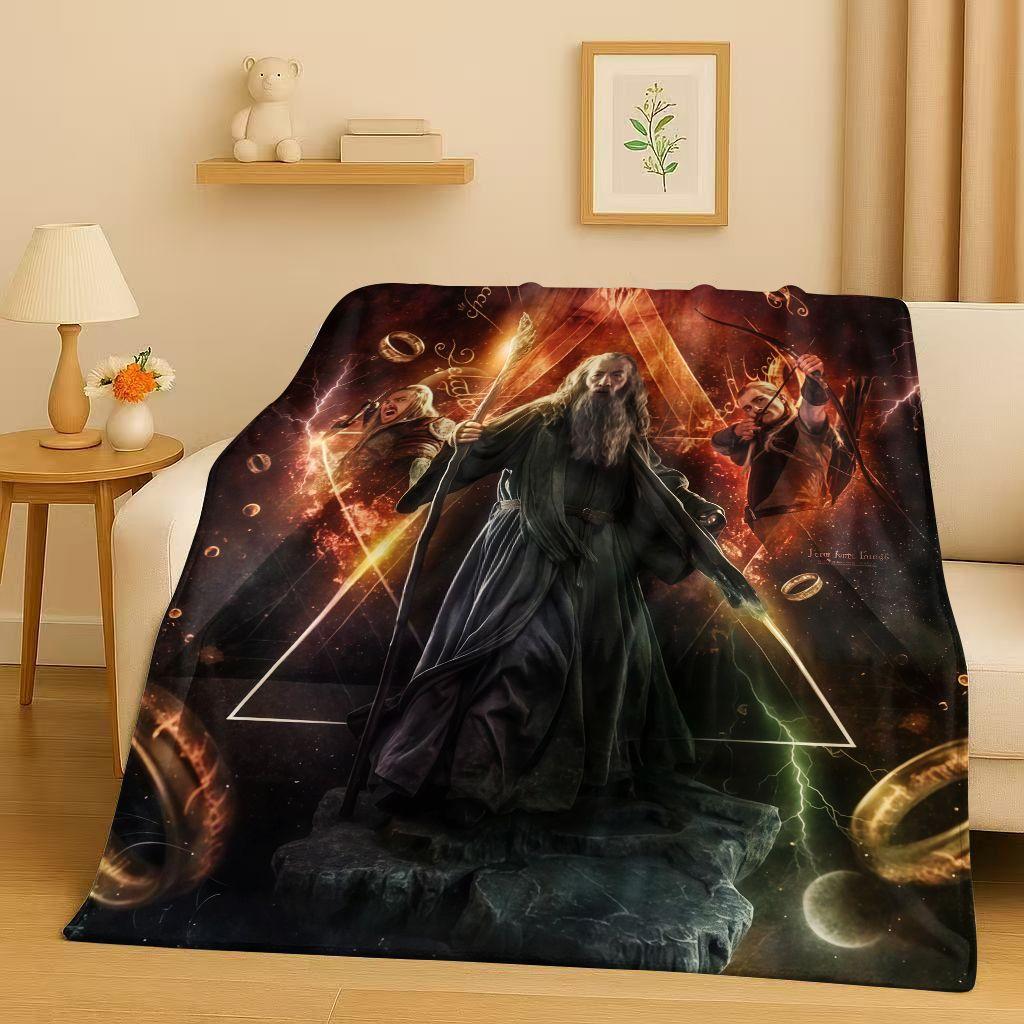 Classic L-Lord of The Rings H-Hobbit Gandalf Legolas Flannel Blanket,Ultra Soft Warm Plush Throw for Home Bedroom Bed Sofa Cover